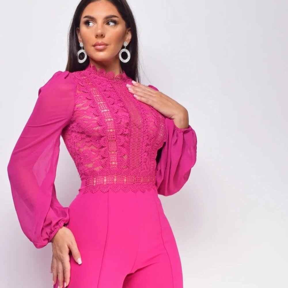 Emprada Women's long sleeve lace jumpsuit